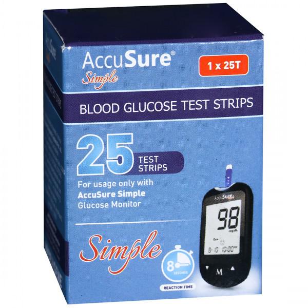 Buy Accusure Simple Blood Glucose Test Strips Pack Of 25 Online At Best 