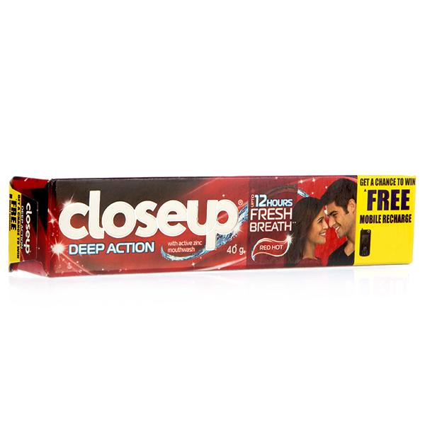 Buy Closeup Deep Action Red Hot Toothpaste Free Mobile Recharge Rs 10 40 G Online At Best