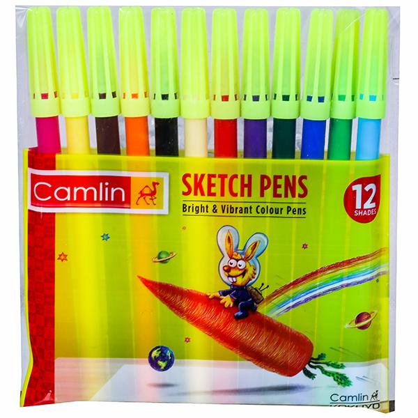 Sketch Pen, Camlin, 12 Sketch Pens (Assorted Shades)