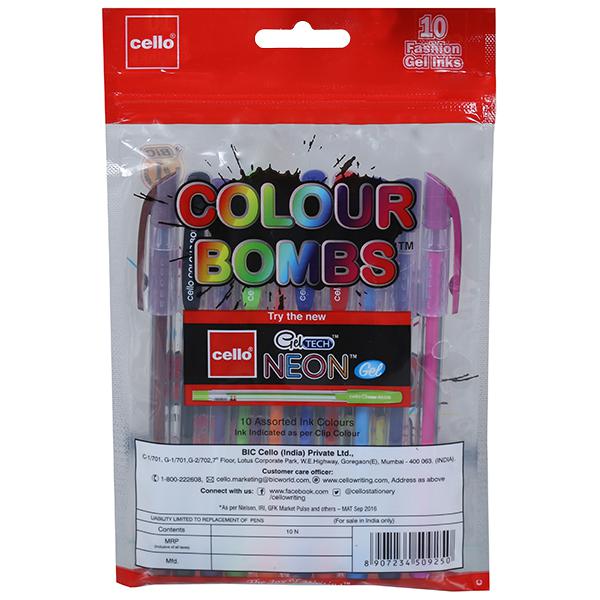  Cello Colour Bombs Coloured Ink Gel Pens