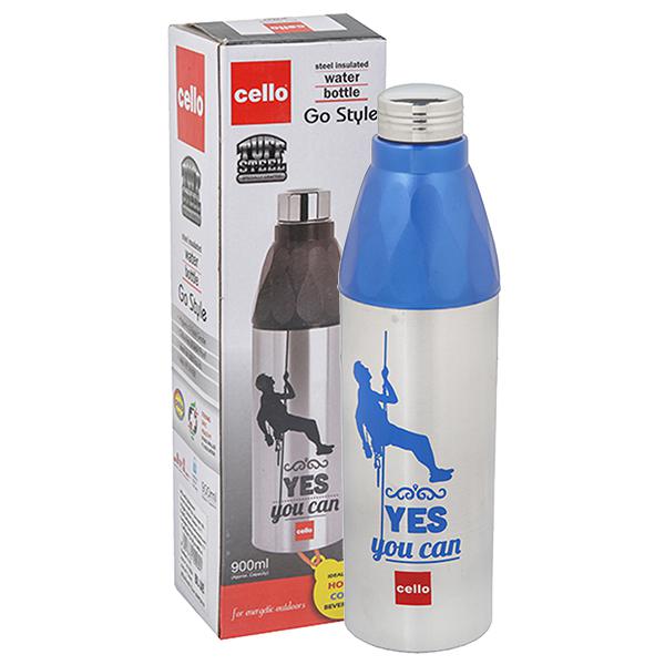 Buy Cello Tuff Steel Go Style Water Bottle Blue 900 ml Online