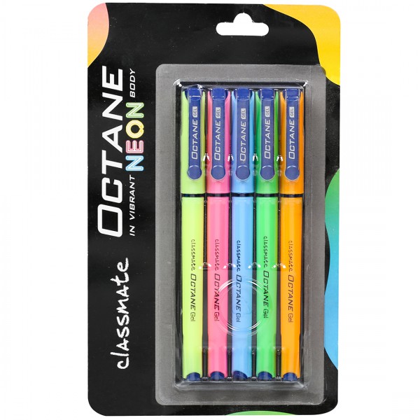 Classmate Octane Neon- Blue Gel Pens(Pack of 5)