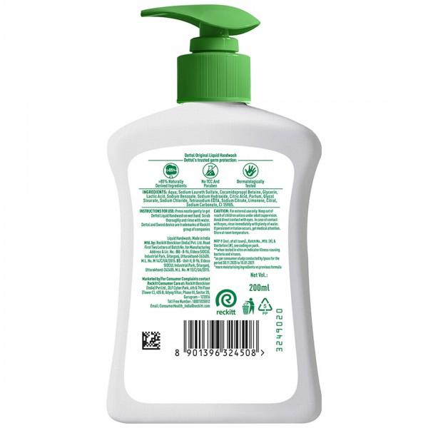 Dettol Liquid Handwash Dispenser Bottle Pump - Original Hand Wash- 200ml, Germ Defence Formula