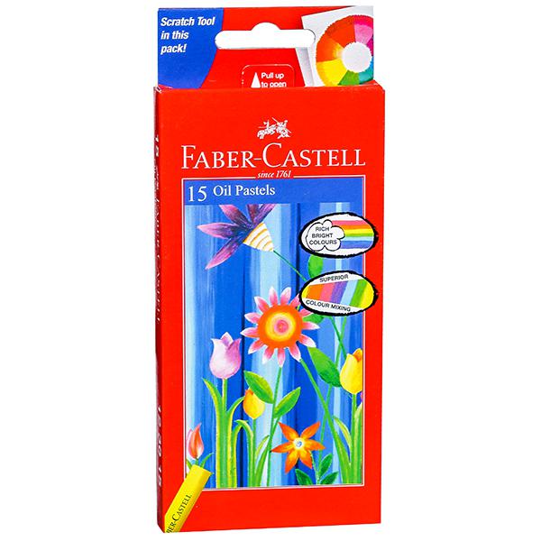 Buy Faber Castell Oil Pastels 60 mm x 10 mm with Scratch Tool 123015 15  Shades Online