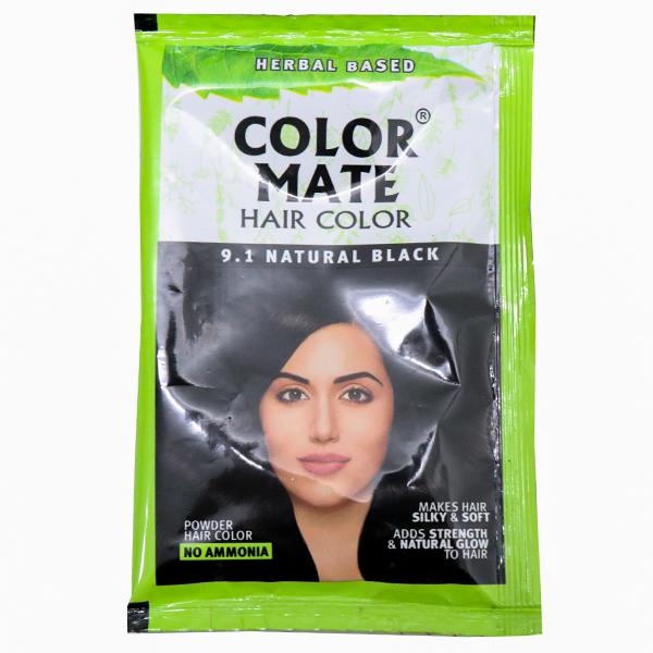 Buy Color Mate Herbal Based Hair Color 9.1 Natural Black 15 g Online at ...