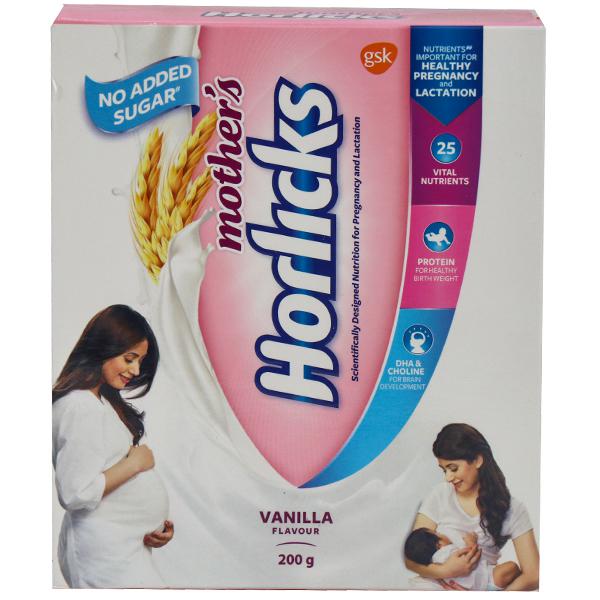Horlicks Mother's Plus Vanilla 200g Refill, No Added Sugar, Protein Powder  for Pregnancy, Breastfeeding