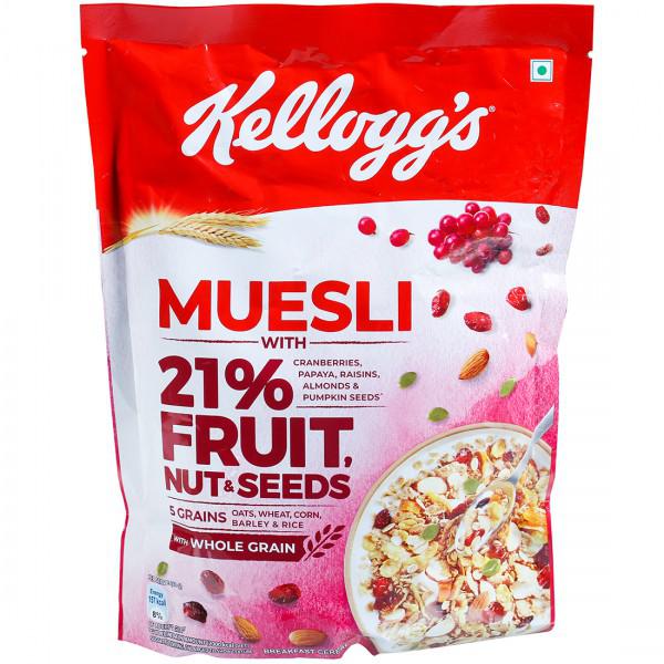 Buy Kelloggs Muesli With 21% Fruit, Nut & Seeds With Whole Grain Pouch ...