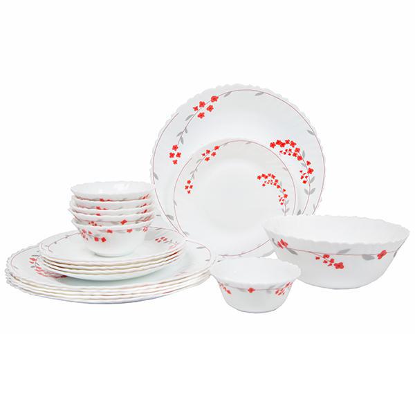 Buy Larah Opalglass Borosil Dinner Set Verona Pack Of 19 Online at Best ...