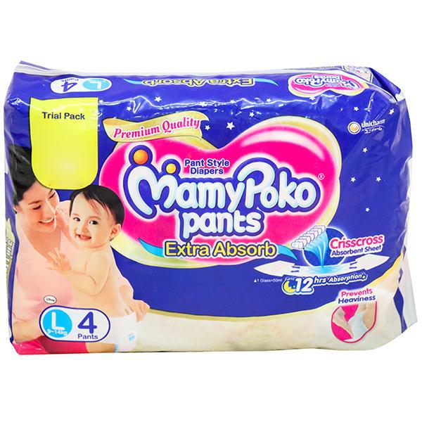 Buy MamyPoko Pants Extra Absorb Diapers L (9-14 kg) Pack Of 4 Online at ...