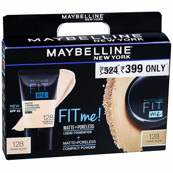 Maybelline New York Fit Me Foundation Tube 128 + Fit Me Compact 128, Combo