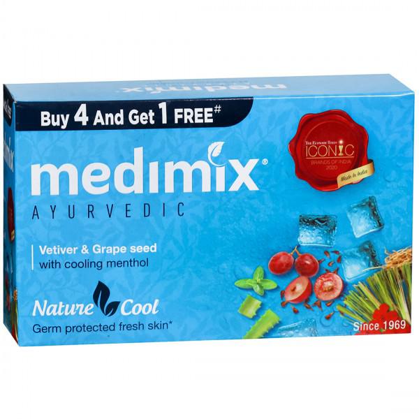 Medimix Nature Cool Vetiver & Grape Seed with Cooling Menthol Soap (Buy 4  Get 1 Free) 5 x 125 g