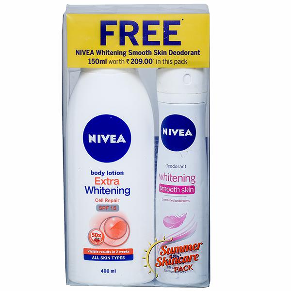 Buy Nivea Extra Whitening Cell Repair Spf 15 Body Lotion (Free Nivea ...