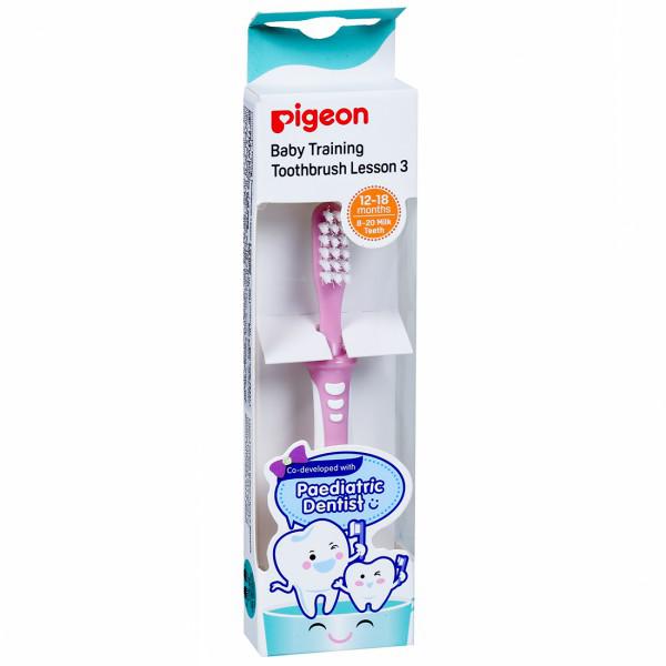 Buy Pigeon Baby Training Toothbrush Lesson 3 Pink (EN) 12-18 months ...