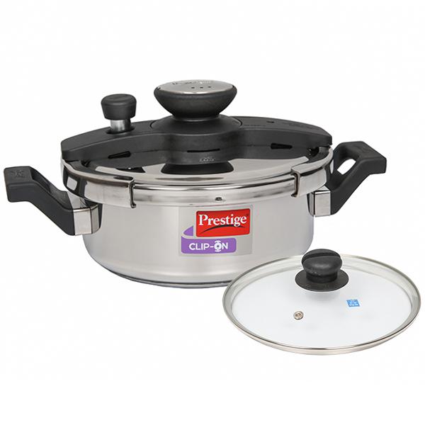 Prestige Clip On Stainless Steel Pressure Cooker With Glass Lid Code 25643 3 L