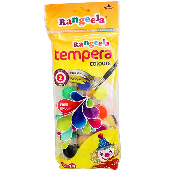 Buy Rangeela Tempera Colours (Free Brush) 18 x 3 ml Online at Best ...