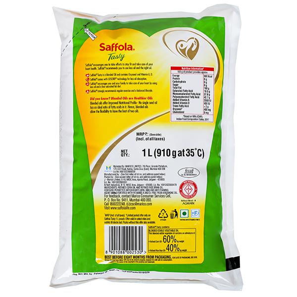 Buy Saffola Tasty Blended Edible Vegetable Oil Refill 1 L Online Flipkart Health