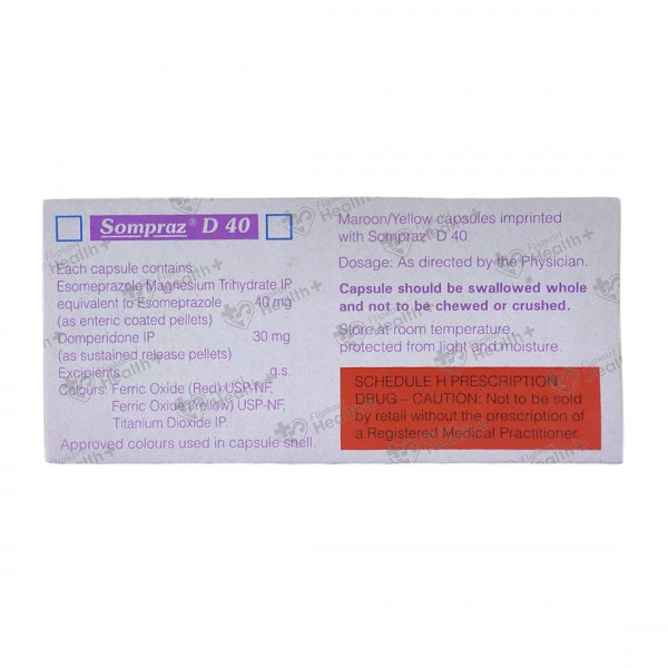 Sompraz D 40mg Strip Of 15 Capsules: Uses, Side Effects, Price