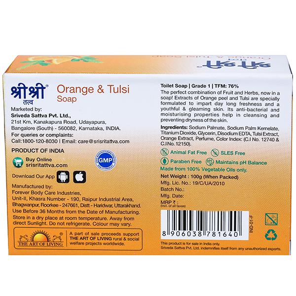 Orange & Tulasi Soap - Cleanses,Freshens & Detoxifies Body 100g – Sri Sri  Tattva