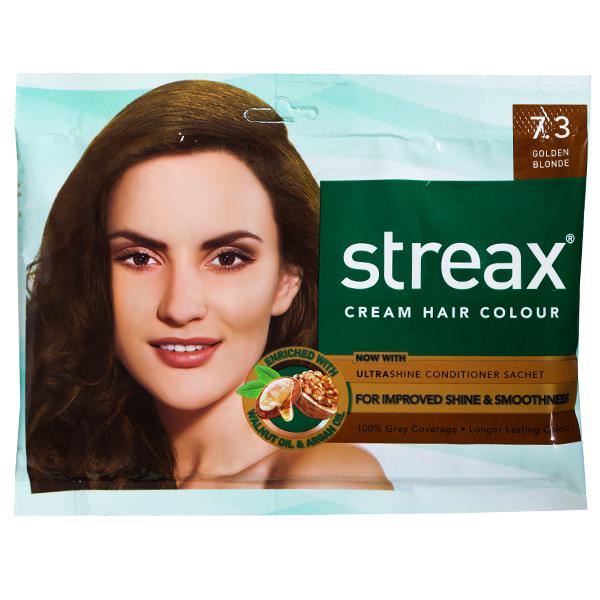 Streax Cream Hair Colour  With Shine On Conditioner For Smooth  Shiny  Hair 60 ml Golden Brown