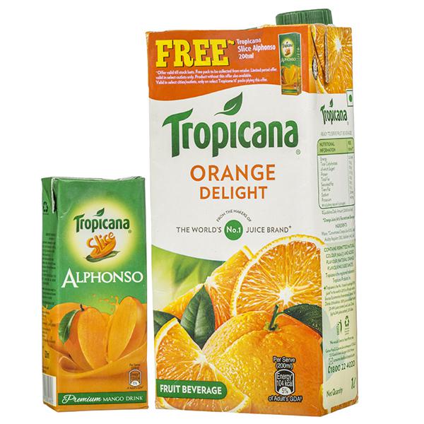 Buy Tropicana Orange Delight Fruit Juice (Free Tropicana Slice Alphanso ...