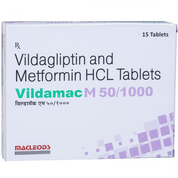 Buy Vildamac M 50 mg/1000 mg Tablet (15 Tab) Online at Best price in ...