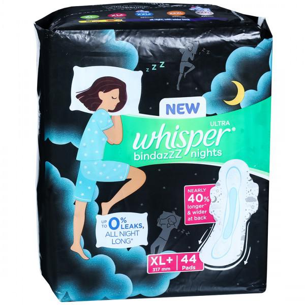 New Whisper Ultra Bindazzz Nights Xl + (317mm) 44 Sanitary Pads