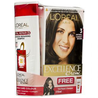 Buy Loreal Paris Excellence Creme Hair Colour 3 Natural Darkest Brown ...